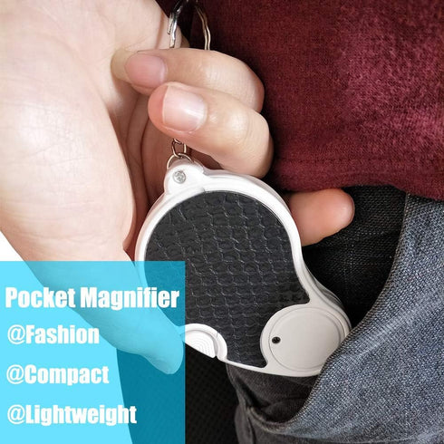TECHSHARE Lighted Magnifying Glass, 5X Handheld Pocket Magnifier, Illuminated Folding Magnifier for Reading Coins - 45