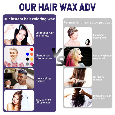 Purple Hair Styling Wax - SOVONCARE Instant Hairstyle Cream, Unisex Hair Pomade for Party Cosplay