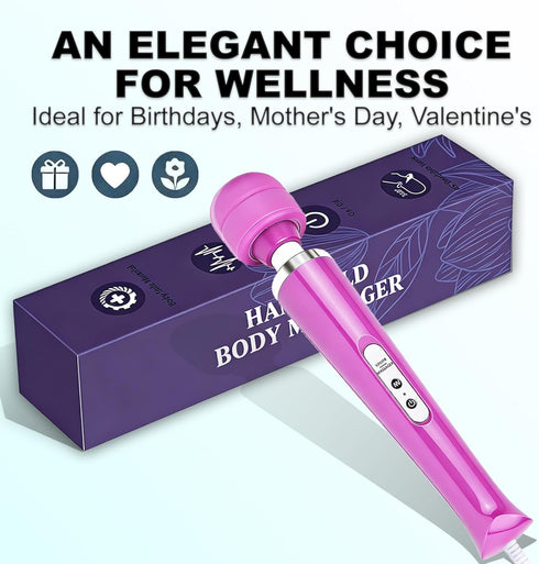 VZVJTR 10 Handheld Electric Back Massager, Speed Wired Deep Tissue Vibrating Massager for Muscle Aches (Purple)
