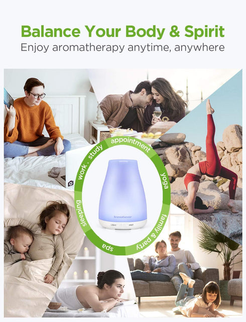 InnoGear Essential Oil Diffuser, Premium 5-in-1 Aromatherapy Diffuser & Humidifier for Home, 7 Color LED, Basic White