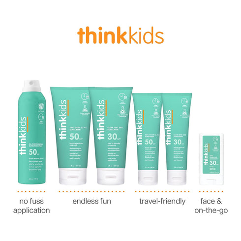 Thinksport Kids SPF 30 Mineral Sunscreen Stick, 0.64 Oz, Safe, Natural, Water Resistant for Children