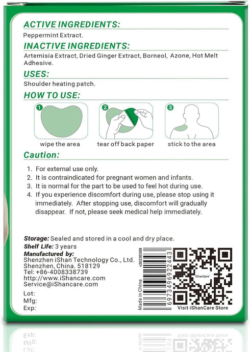 Shoulder Patches - 24 Count Warming Herbal Plaster, Maximum Strength Heat Patches for Deep Heating Joint Relief