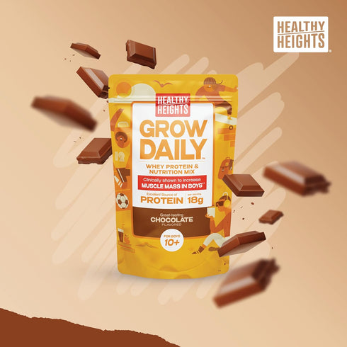 Healthy Height Grow Daily Kids Protein Drink Mix (Chocolate) - High Protein Shake for Boys 10+