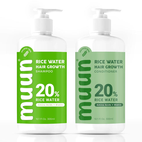 Muun Rice Water Shampoo and Conditioner Set | Hair Growth, Regrowth, Thinning Hair | Natural Ingredients including