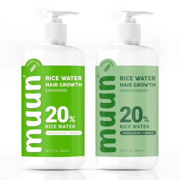 Muun Rice Water Shampoo and Conditioner Set | Hair Growth, Regrowth, Thinning Hair | Natural Ingredients including