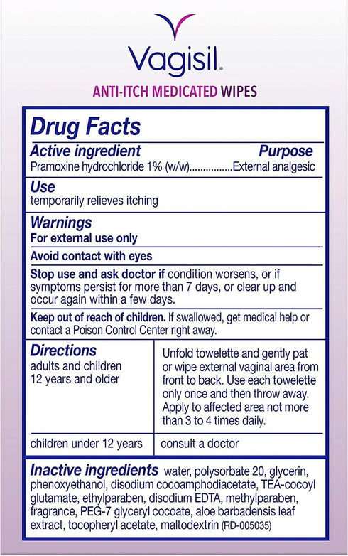 Strength,12 (Pack 2) Vagisil Anti-Itch Medicated Wipes, Maximum ea