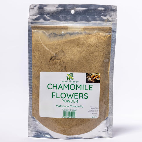 Chamomile Flowers Powder, Matricaria Camomilla, Wildcrafted, 4oz for Herbal Remedies