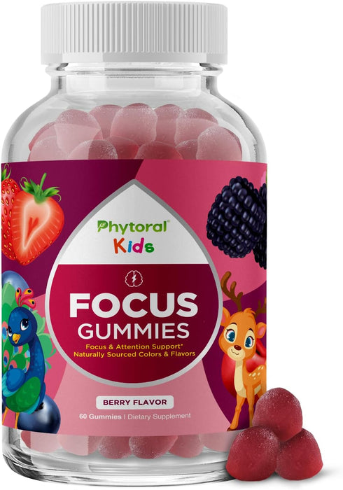 Phytoral Vegan Kids Focus Gummies - Potent Chewable Brain Support for Children