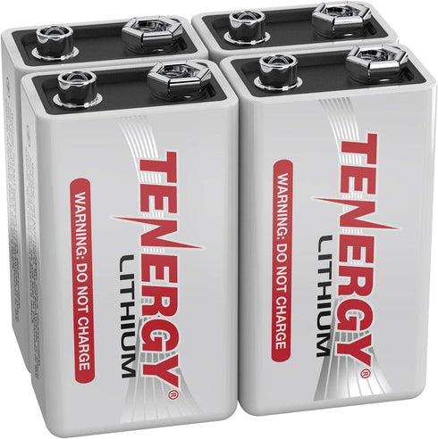 Tenergy 9V Lithium Batteries, 1200mah Non-Rechargeable Batteries, 10 Years Shelf Life Lithium 9