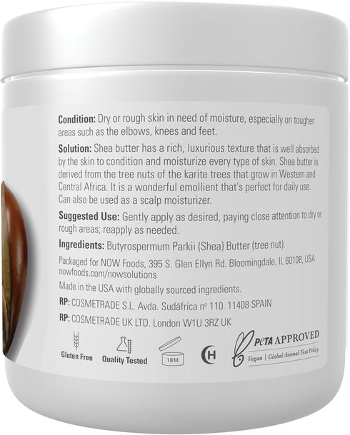NOW Foods Shea Butter, 7-Ounce Skin Emollient, Seals in Moisture for Dry Skin