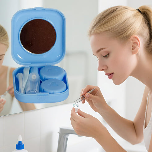 IHYjinchoo 2 Pack (2, Multi-Color Contact Lens Case Kit with MirrorLightweight & Compact for Easy StorageDurable