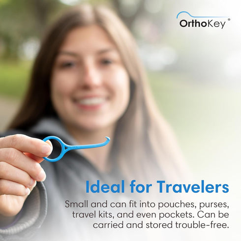 OrthoKey Clear Aligner Removal Tool - Invisible Braces & Retainer Remover Key | Dental-Grade Supplies (2-Pack) Blue