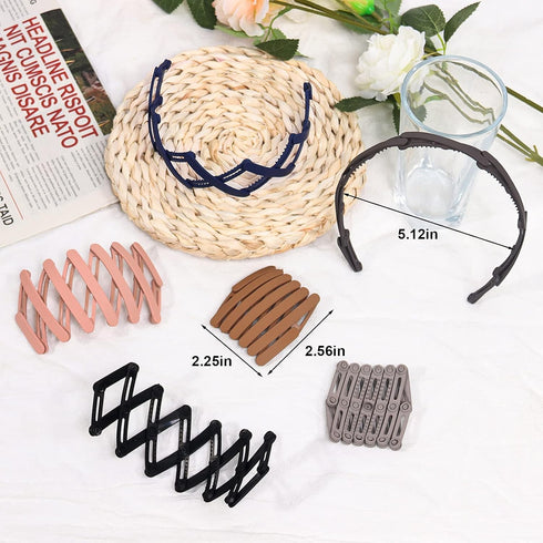 KesaPlan 6PCS Retractable Pocket Hair Band, Spring Wavy Foldable Headband No Slip, Compact Portable Adjustable Hair Hoop for Women Girl Washing Makeup Travel Outdoor, Fashion Hair Accessories