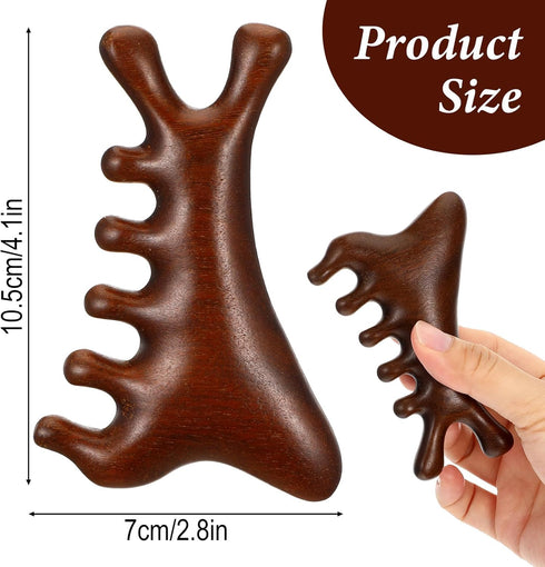 LXUEJIE 4-in-1 Gua Sha Tool for Face & Body, Sandalwood Face & Body Massager, Lymphatic Drainage Massage Comb, Full