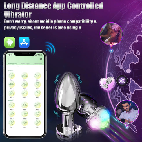 Small Vibrating Butt Plug with Flashing Light Base for Anal Pleasure
