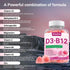 Wiszeen D3 B12 Gummies, D3 10000 B12 500mcg D3 B12 K2 Immune Vitamin Vitamin IU & Methylated for Adults, Vitamin