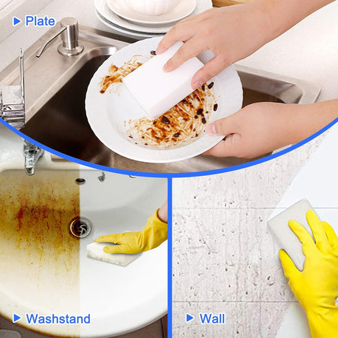 100 Pack Magic Sponge Eraser Sheets, Melamine Foam, Non-Scratch Scrub Sponge Pads for Kitchen, Bathroom, Furniture.