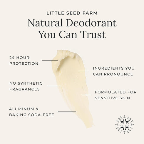 Little Seed Farm All Natural Deodorant Cream, Aluminum Free for Women or Men, 2.4 Ounce - Activated Charcoal
