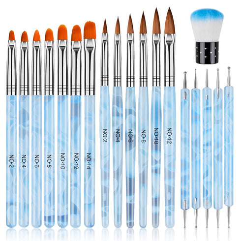 TOROKOM 19Pcs Nail Art Brushes Set, Nail Art Tool for Acrylic Application, Includes Dotting Pens and Gel Brush