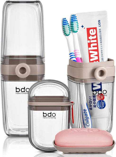 VITVITI White Toothbrush Travel Case, Portable 7.88 Inch Holder for Toothpaste & Toothbrush for Trip or Bathroom