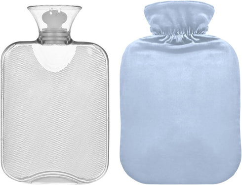 SyXIOP 2L Light Blue hot-Water Bottle with Soft Cover, Warm Water Bottle for Bed for Menstrual Cramps, Menstrual