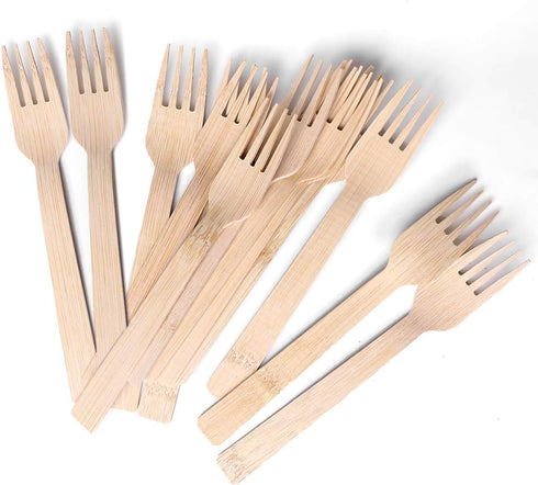 BANBU Bamboo Utensils Disposable, 100 PK 100% Compostable Biodegradable Forks for Travelling Camping