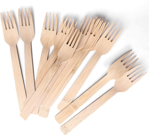 BANBU Bamboo Utensils Disposable, 100 PK 100% Compostable Biodegradable Forks for Travelling Camping