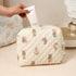 Quilted Cotton Makeup Bag, 2Pcs Coquette Cosmetic Bag, Large Soft Floral Travel Toiletry Bag for Women