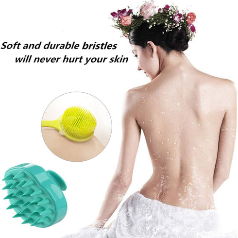 Silicone Body Scrubber & Scalp Massager, Long Handle Back Brush for Shower and Exfoliating