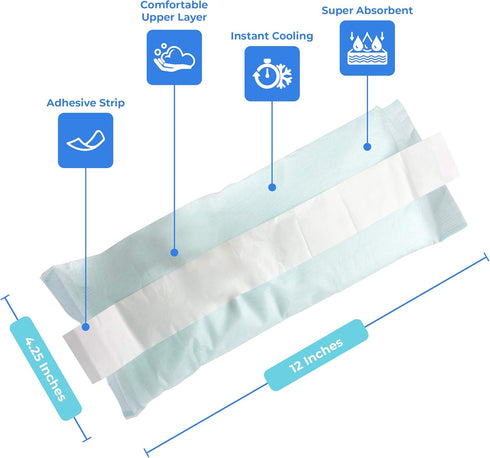 Perineal Ice Packs for Postpartum, 2 in 1 Cold Pack Pads with Adhesive Strip