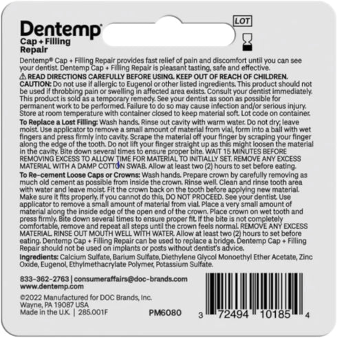Dentemp Maximum Strength Lost Fillings and Loose Caps Repair, Pack of 6