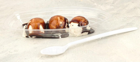 MT Products Clear Plastic Disposable Banana Split Boats - 12 oz Ice Cream Sundae Bowls (Pack of 15)