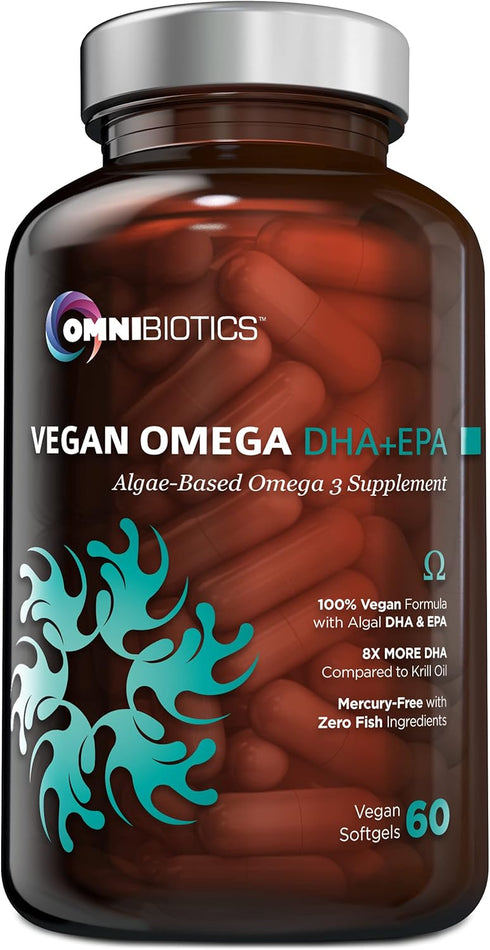 OmniBiotics Vegan Omega 3 DHA EPA Supplement, MD-Certified Prenatal, 60 Vegan Capsules