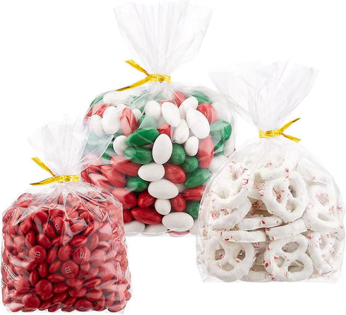 Zcintert Clear Cello ???????????????????? ?????????? ????????, 100 Pcs - 8" x 11" Plastic Gift Bags for Party Favors