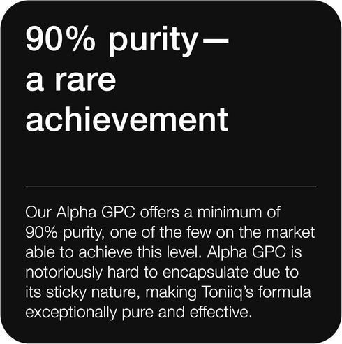 Toniiq Alpha GPC Capsules - Ultra High Purity 600mg Concentrated Formula, 120 Capsules Nootropic Supplement