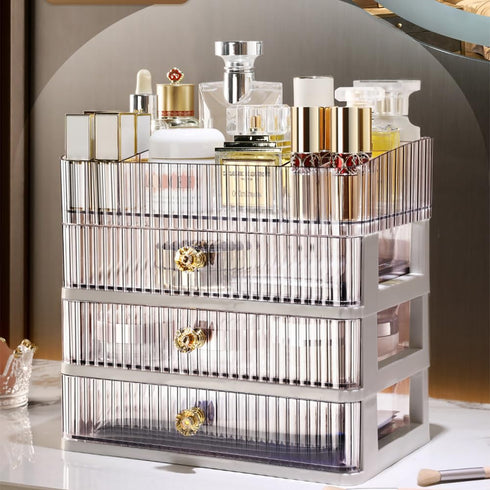 MIUOPUR Makeup Organizer with 3 Large Drawers, Ideal for Bathroom and Bedroom Vanity Storage