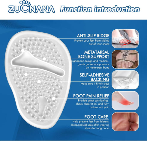 Ball of Foot Cushions, Metatarsal Pads for Women (2 Pairs), Gel Heel Cushions for Foot Pain Relief and Comfort (Beige &
