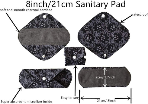 MUMBABY 12 Set 2 10 8 inch) Pieces Pieces Mini Wet Bags and Pieces Charcoal Bamboo Mama Cloth/Menstrual Pads/Reusable