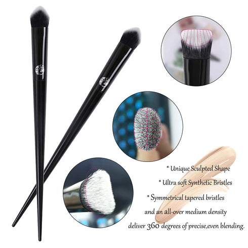ENERGY Precision Concealer Brush, Under Eye and Nose Contour, Vegan Synthetic Makeup Brush for Liquid and Cream