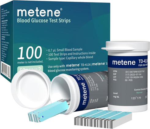 Metene TD-4116 Blood Glucose Test Strips, 100 Count Blood Sugar Test Strips