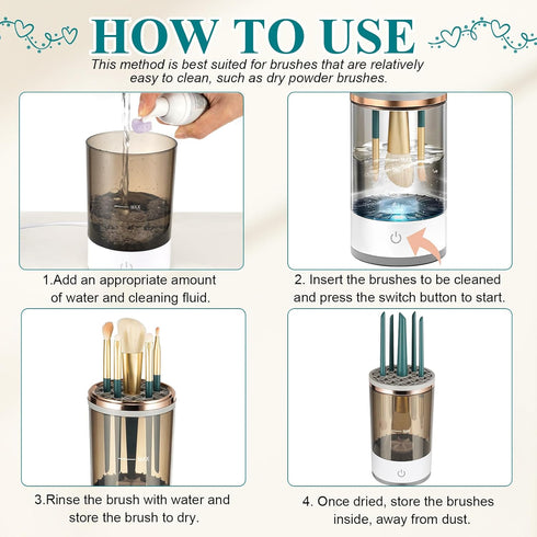 Electric Makeup Brush Cleaner Machine, Fast Automatic Spinning Tool for All Size Brushes, Great Gift