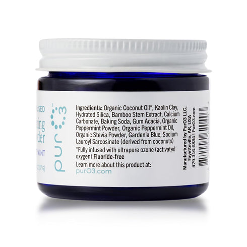 PurO3 Ozonated Ozone 37g Toothpaste Powder Fluoride Free Organic Remineralizing Tooth & Gum Cleaning Natural Teeth
