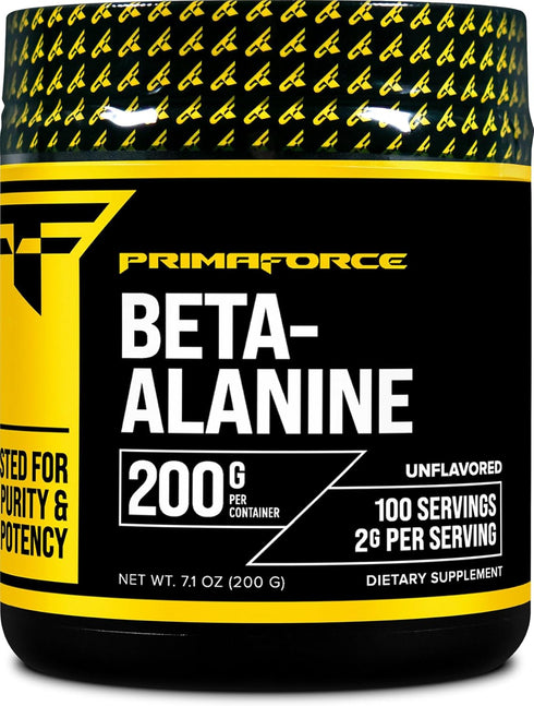 Primaforce Beta Alanine Powder, Unflavored, 200 Grams - Gluten Free, Non-GMO Supplement for Muscle Gain