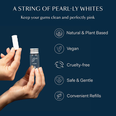 Better & Better Natural Floss in Refillable Glass Jar | 100% Plant-Based Waxed Dental Floss | Eco-Friendly, Zero Plastic Oral Care (Floss in Jar) (98.4 ft)