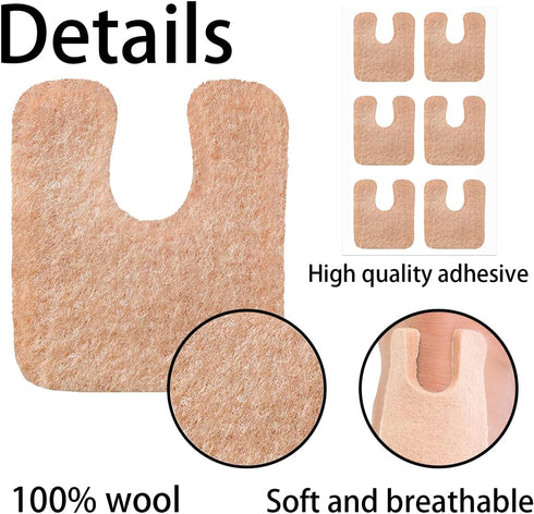 48 Pieces U Shaped Felt Callus Pads, Metatarsal Foot Pads for Pain Relief, Adhesive Pads for Men and Women