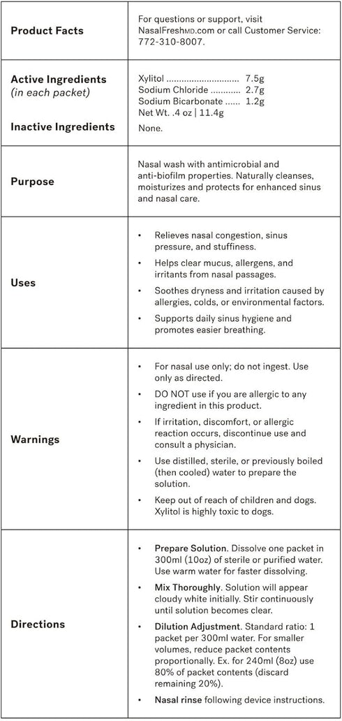 Packets 7.5g 30 NASALFRESH MD Extra Strength Xylitol Nasal Rinse - Clinical Based Formula for Sinus Relief, Congestion