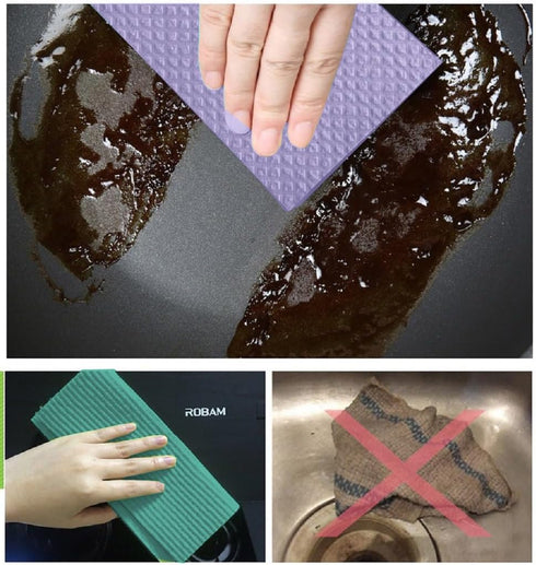 Reusable Cleaning Cellulose Sponge Cloths, Eco-Friendly Dishcloth Hand Towel for Kitchen, Car (2 Pack)