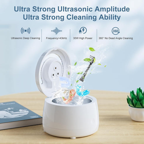 Ultrasonic Retainer Cleaner, Portable Sonic Cleaning Appliance for Dentures, Jewelry Cleaning Machine for Home Travel