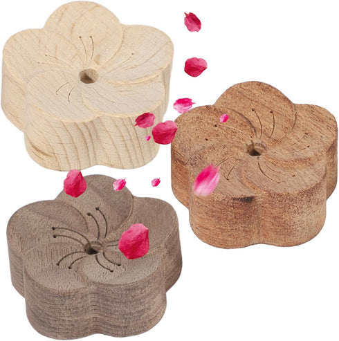 3 PCS Natural Wood Essential Oil Diffuser, Small Plum Blossom Aromatherapy Diffuser for Home, Offices, Yoga