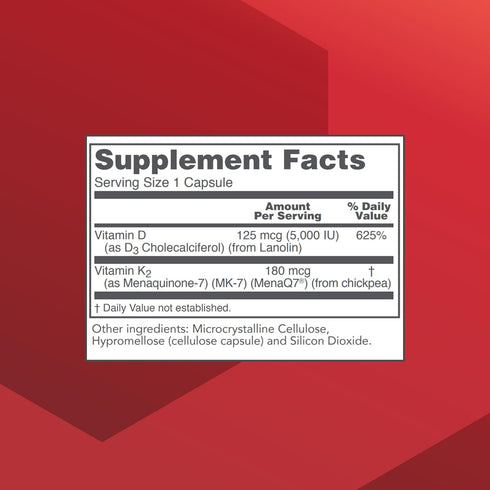 PROTOCOL FOR LIFE BALANCE K2 MK-7 & D3 - 60 Veg Capsules for Vascular Health & Bone Strength